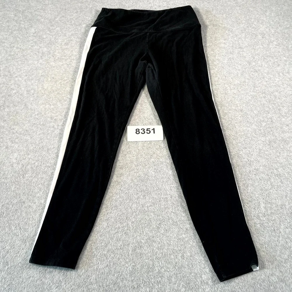 Pink Victoria's‎ Secret Black White Side Stripe Leggings Large Yoga Pants 8351